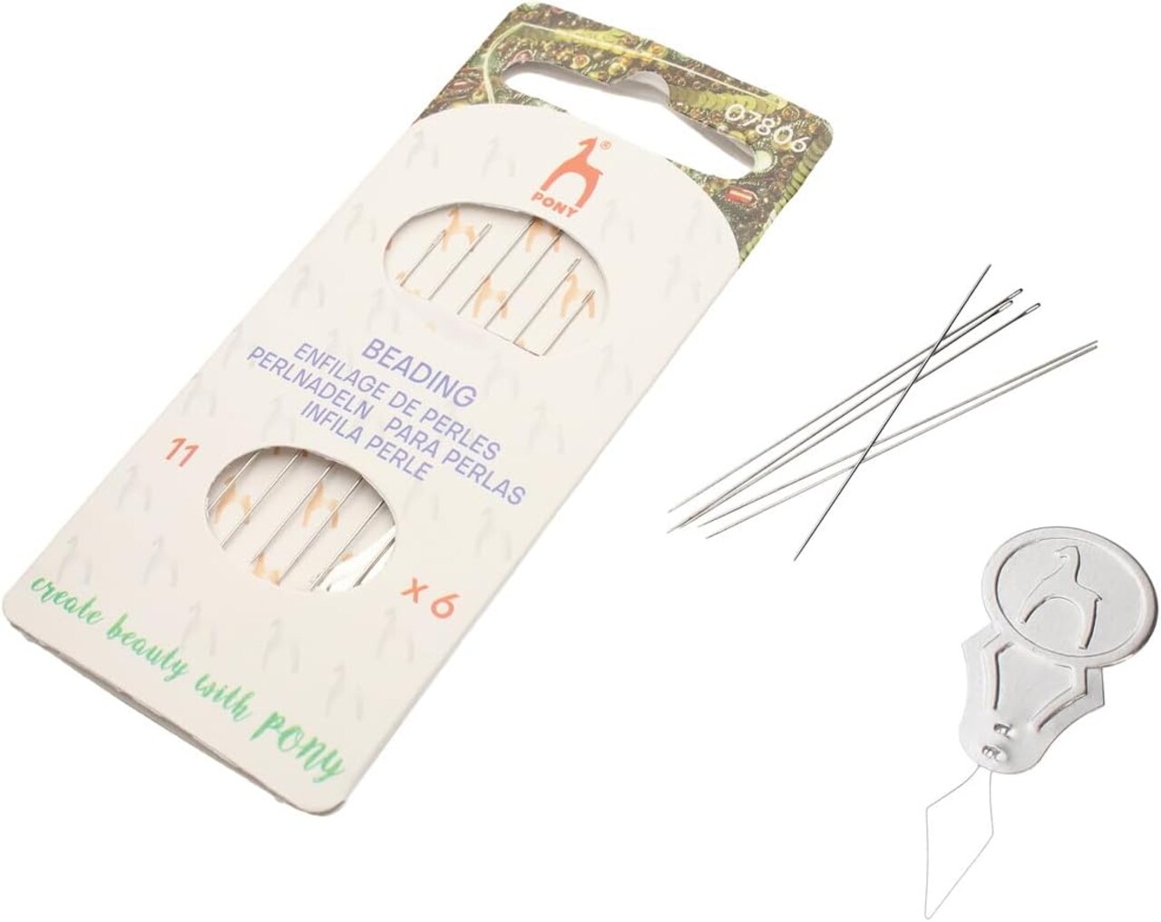 Pony Beading Needles, Size 11, Pack of 6, 2 Inches, Made in India, Use for Loom Weaving Beadwork, Off-Loom Stitching and Jewelry Making with Seed Beads